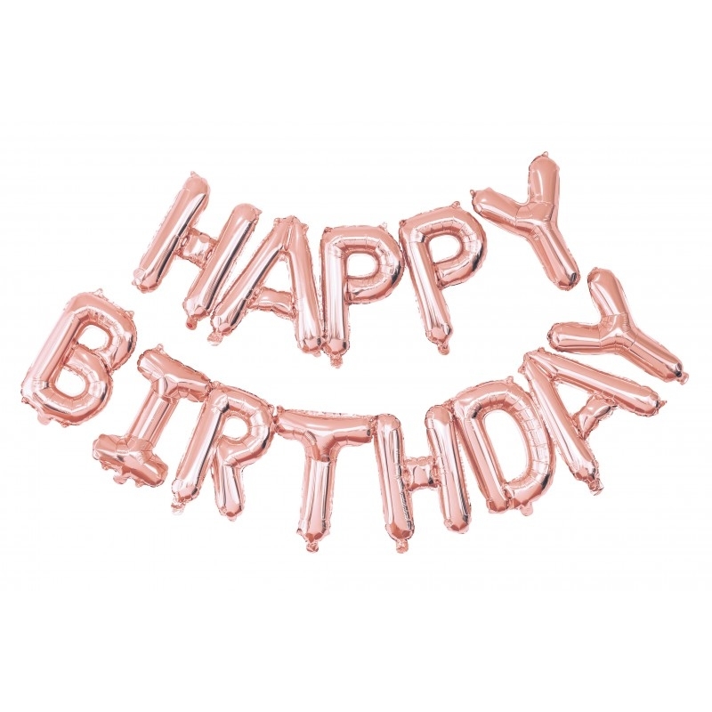 Guirlandes de 13 Ballons Happy Birthday Roses Gold