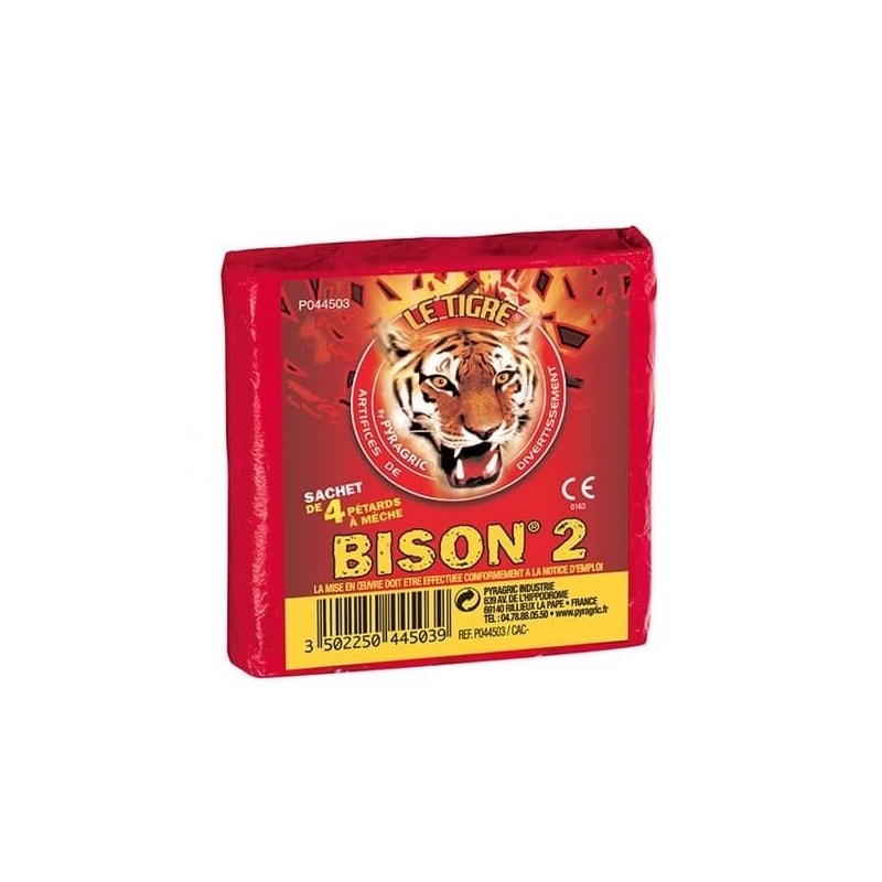 BISON 0 - PAQUET DE 8 PETARDS A MECHE LE TIGRE PYRAGRIC - Artifice