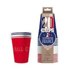 Gobelets supporters de France bleu blanc rouge 53 cl x Pack de 20 unités