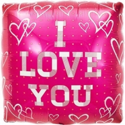 Ballons I Love You forme carrée mylar de 46 cm / unite